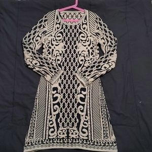 Sweater Dress Black and Tan medium size
